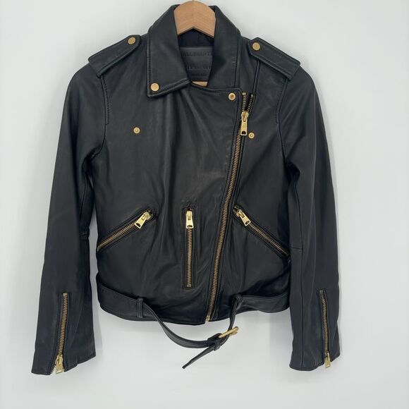 All Saints Jackets & Blazers - All Saints Black Leather Moto Jacket
